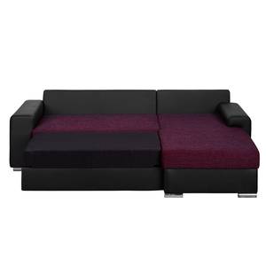 Ecksofa Dulmen Longchair beidseitig montierbar - Schwarz / Lila