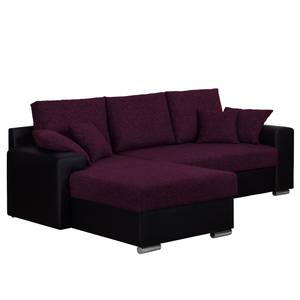 Ecksofa Dulmen Longchair beidseitig montierbar - Schwarz / Lila