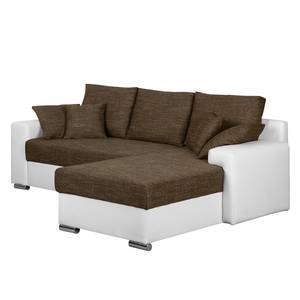 Ecksofa Dulmen Longchair beidseitig montierbar - Weiß / Braun