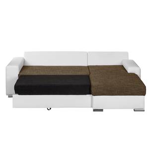 Ecksofa Dulmen Longchair beidseitig montierbar - Weiß / Braun