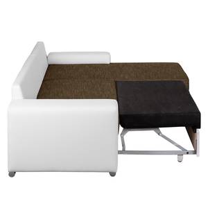 Ecksofa Dulmen Longchair beidseitig montierbar - Weiß / Braun