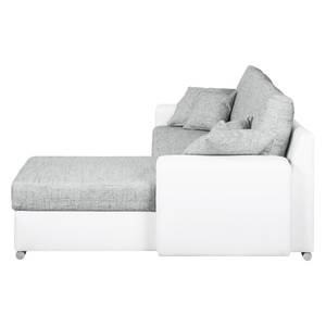 Ecksofa Dulmen Longchair beidseitig montierbar - Weiß / Hellgrau