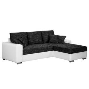 Ecksofa Dulmen Longchair beidseitig montierbar - Weiß / Schwarz