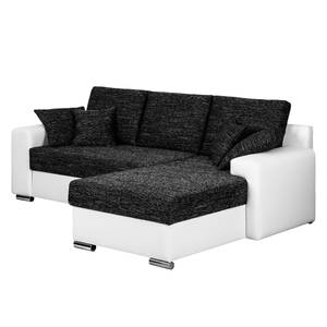 Ecksofa Dulmen Longchair beidseitig montierbar - Weiß / Schwarz