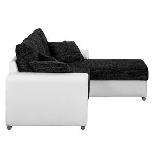 Ecksofa Dulmen Longchair beidseitig montierbar - Weiß / Schwarz