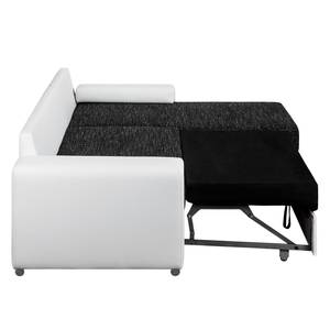 Ecksofa Dulmen Longchair beidseitig montierbar - Weiß / Schwarz