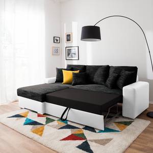 Ecksofa Dulmen Longchair beidseitig montierbar - Weiß / Schwarz