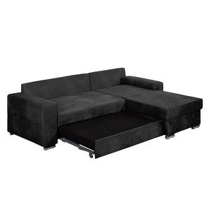 Ecksofa Dulmen Antiklederoptik Longchair beidseitig montierbar - Schwarz