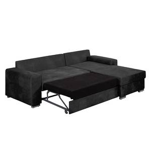 Ecksofa Dulmen Antiklederoptik Longchair beidseitig montierbar - Schwarz