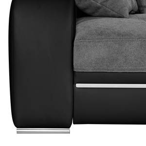 Canapé d'angle Dunure (convertible) Imitation cuir / Microfibre - Noir / Gris - Méridienne courte à droite (vue de face)