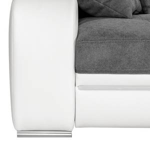 Canapé d'angle Dunure (convertible) Imitation cuir / Microfibre - Blanc / Gris - Méridienne courte à droite (vue de face)
