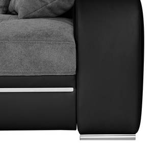 Canapé d'angle Dunure (convertible) Imitation cuir / Microfibre - Noir / Gris - Méridienne courte à gauche (vue de face)