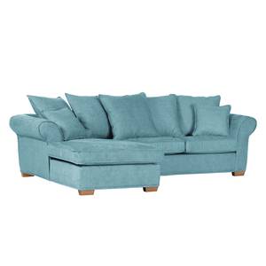 Ecksofa Durana Microfaser Jeansblau - Ottomane davorstehend links