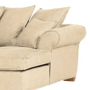 Ecksofa Durana Microfaser Warmes Beige - Ottomane davorstehend rechts