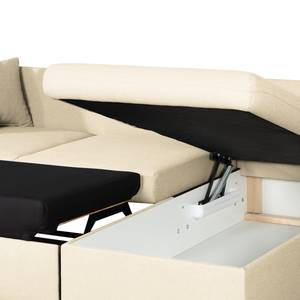 Canapé d'angle convertible Eastville Méridienne à monter à gauche ou à droite - Beige clair - Fonction couchage - Coffre de lit