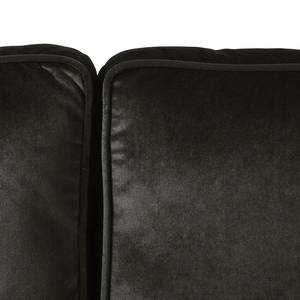 Ecksofa Edina Samt Bisonbraun - Longchair davorstehend links - Mit Hocker