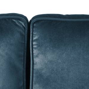 Hoekbank Edina fluweel - Donkerblauw - Longchair vooraanzicht links - Met hocker