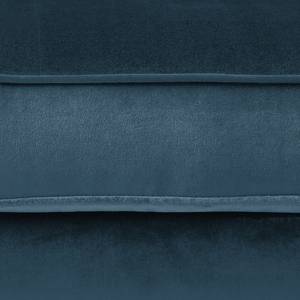 Canapé d'angle Edina Velours - Bleu foncé - Méridienne courte à gauche (vue de face) - Avec repose-pieds