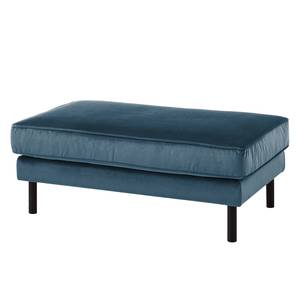 Hoekbank Edina fluweel - Donkerblauw - Longchair vooraanzicht links - Met hocker