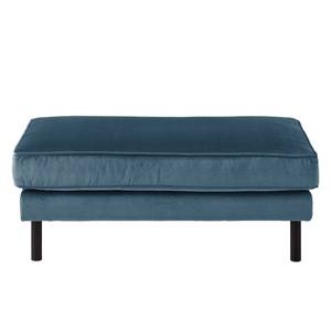 Canapé d'angle Edina Velours - Bleu foncé - Méridienne courte à droite (vue de face) - Avec repose-pieds