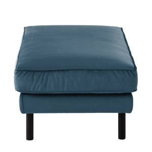 Hoekbank Edina fluweel - Donkerblauw - Longchair vooraanzicht links - Met hocker