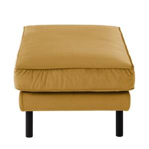 Ecksofa Edina Samt Honig - Longchair davorstehend rechts - Mit Hocker