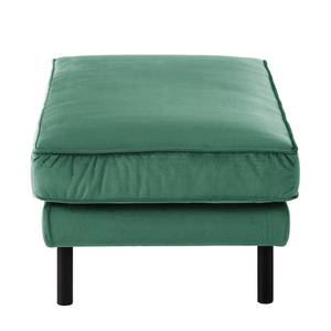Canapé d'angle Edina Velours - Vert océan - Méridienne courte à droite (vue de face) - Avec repose-pieds