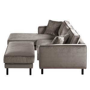 Ecksofa Edina Samt Muskat - Longchair davorstehend links - Mit Hocker