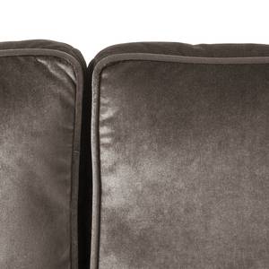 Canapé d'angle Edina Velours - Noix de muscade - Méridienne courte à droite (vue de face) - Avec repose-pieds