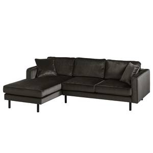 Ecksofa Edina Samt Bisonbraun - Longchair davorstehend links - Ohne Hocker