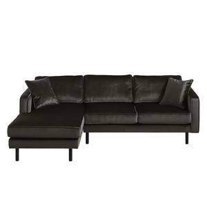 Ecksofa Edina Samt Bisonbraun - Longchair davorstehend links - Ohne Hocker