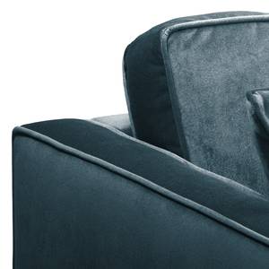 Hoekbank Edina fluweel - Donkerblauw - Longchair vooraanzicht links - Zonder hocker