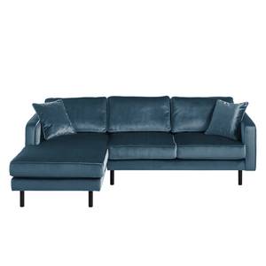 Hoekbank Edina fluweel - Donkerblauw - Longchair vooraanzicht links - Zonder hocker