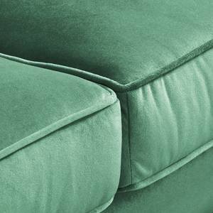 Canapé d'angle Edina Velours - Vert océan - Méridienne courte à gauche (vue de face) - Sans repose-pieds