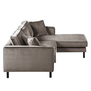 Ecksofa Edina Samt Muskat - Longchair davorstehend rechts - Mit Hocker