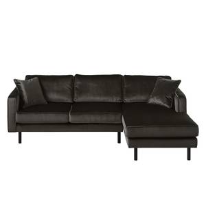 Ecksofa Edina Samt Bisonbraun - Longchair davorstehend rechts - Ohne Hocker