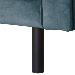 Canapé d'angle Edina Velours - Bleu foncé - Méridienne courte à droite (vue de face) - Sans repose-pieds
