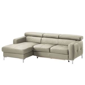 Ecksofa Eduardo I Echtleder Cappuccino - Longchair davorstehend links - Schlaffunktion - Bettkasten