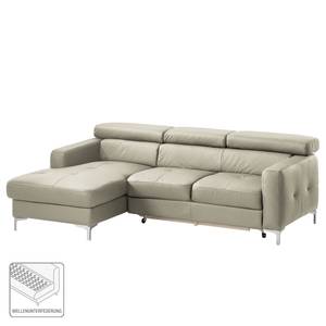 Ecksofa Eduardo I Echtleder Cappuccino - Longchair davorstehend links - Schlaffunktion - Bettkasten