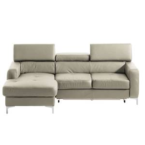 Ecksofa Eduardo I Echtleder Cappuccino - Longchair davorstehend links - Schlaffunktion - Bettkasten