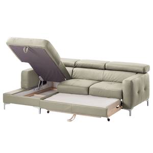 Ecksofa Eduardo I Echtleder Cappuccino - Longchair davorstehend links - Schlaffunktion - Bettkasten