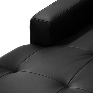 Canapé d'angle Eduardo I Cuir véritable - Noir - Méridienne courte à gauche (vue de face) - Fonction couchage - Coffre de lit