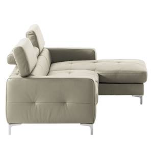 Ecksofa Eduardo I Echtleder Cappuccino - Longchair davorstehend rechts - Schlaffunktion - Bettkasten