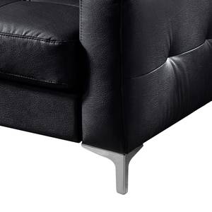 Divano ad angolo Eduardo Vera pelle - Nero - Longchair preimpostata a sinistra - Funzione letto - Cassetti letto