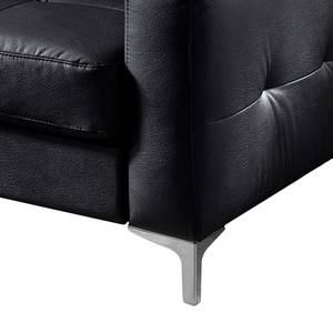 Ecksofa Eduardo II Echtleder Schwarz - Longchair davorstehend links