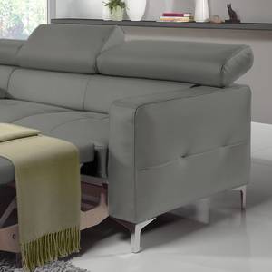 Canapé d'angle Eduardo Imitation cuir - Gris foncé - Méridienne courte à gauche (vue de face) - Fonction couchage - Coffre de lit