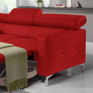 Ecksofa Eduardo Kunstleder Rot - Longchair davorstehend links - Schlaffunktion - Bettkasten