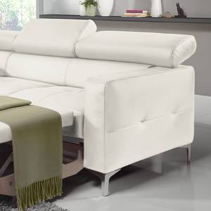 Canapé d'angle Eduardo Imitation cuir - Blanc - Méridienne courte à gauche (vue de face) - Fonction couchage - Coffre de lit