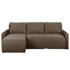 Ecksofa El Calvario (mit Schlaffunktion) Strukturstoff Longchair davorstehend links - Espresso