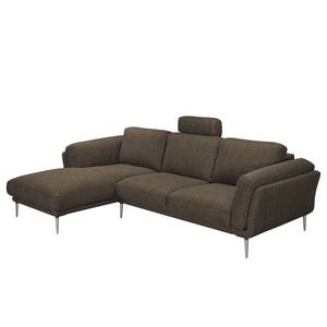 Ecksofa Ellscott Microfaser Braun - Longchair davorstehend links